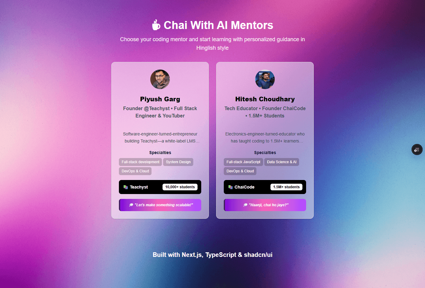 LLM Persona Chat App project preview